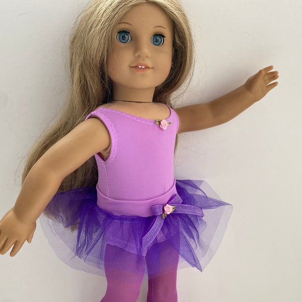 Nutcracker Sugar Plum Fairy Costume - Lilac or Purple Leotard and Dance Skirt - Sized For an 18” American Girl Doll