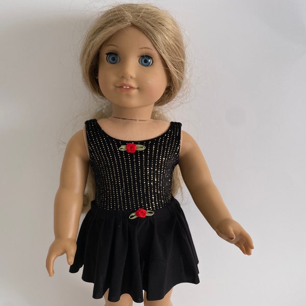 SALE Ice Skating or Dance, Black and Gold Costumes - Fit an 18” American Girl Sized Doll