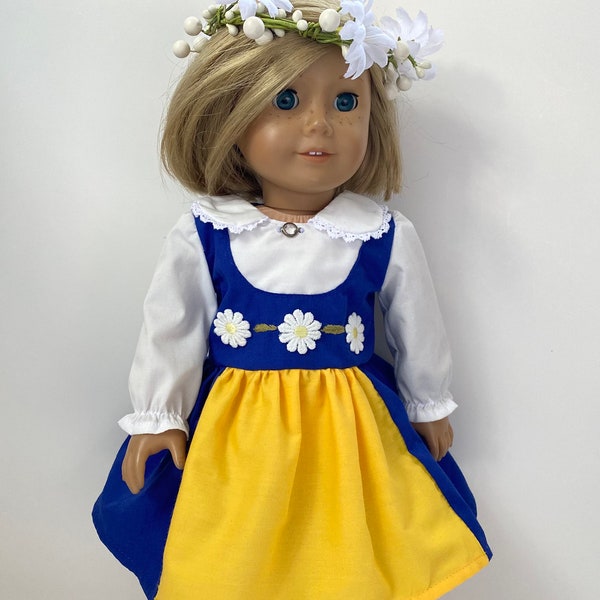 Swedish Princess Estella Style Dress and or Daisy Wreath - For 18” American Girl Sized Doll