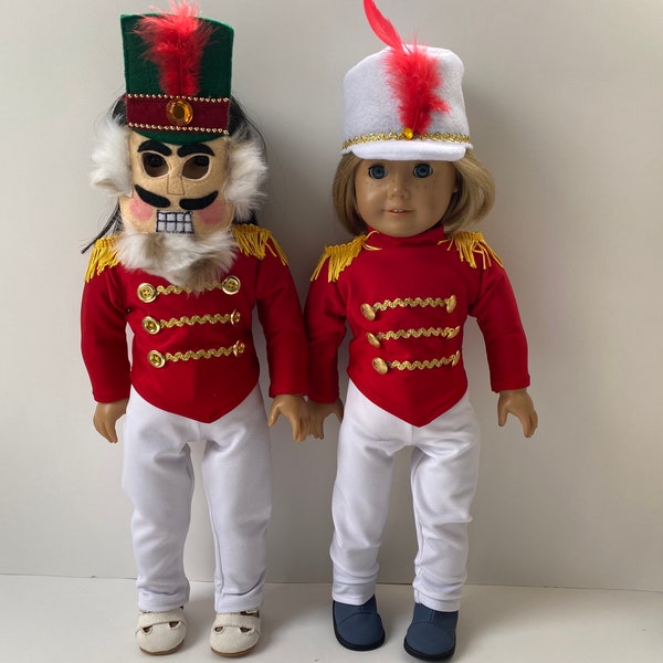 Nutcracker King and Soldier Costume, Hat and Nutcracker Mask - Designed to Fit an 18” American Girl Sized Doll