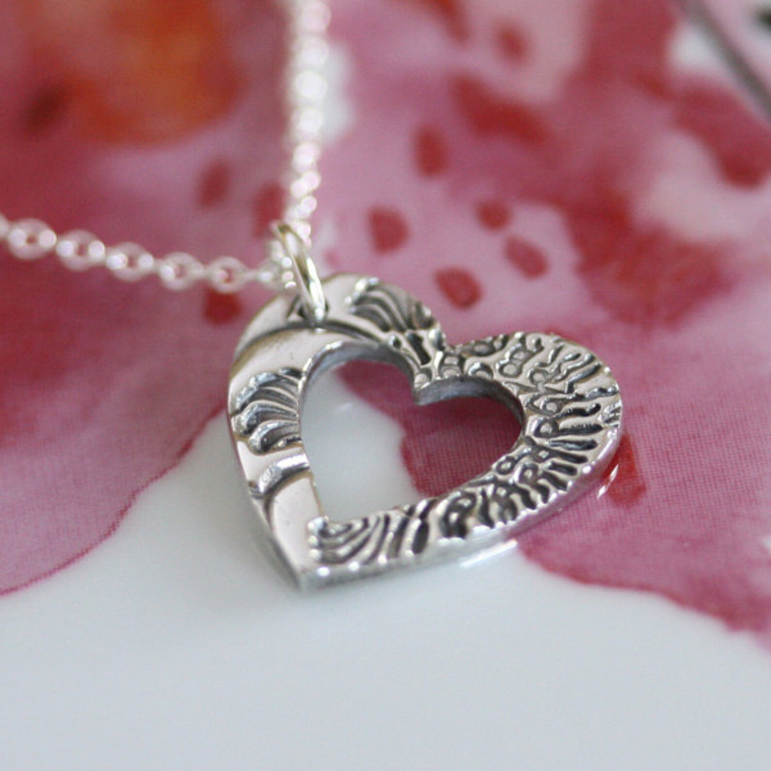Handmade Silver Necklace Silver Heart Necklace Heart Etsy UK