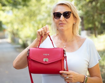 Red LEATHER BAG, Leather Messenger Bag, Leather Crossbody Bag, Leather Shoulder Bag, Woman Leather Bag, Red Leather Purse