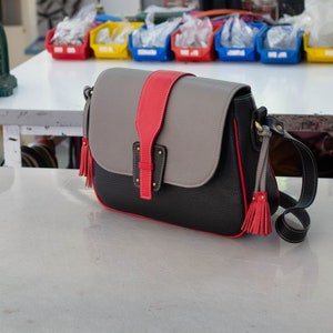 LEATHER MESSENGER Bag, Long Strap Leather Purse, Red Crossbody Leather ...