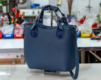 Medium Light BLUE LEATHER BAG, Leather Tote Bag, Leather Shoulder Bag, Medium Leather Bag, Leather Bags Women, Woman Leather Tote