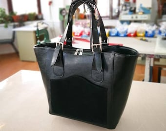 BLACK Leather Tote Bag, Woman Leather Bag, Woman Leather Handbag, Large Leather Bag, Large Leather Tote, Laptop Leather Bag