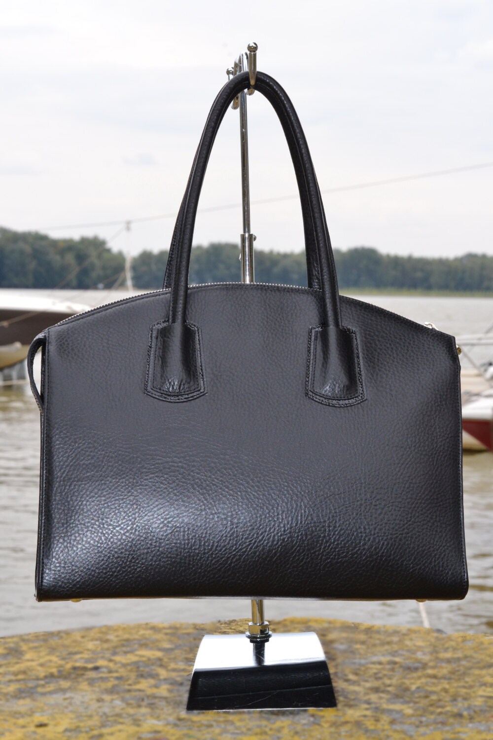 BLACK LEATHER TOTE Bag Black Leather Handbag Black Leather - Etsy