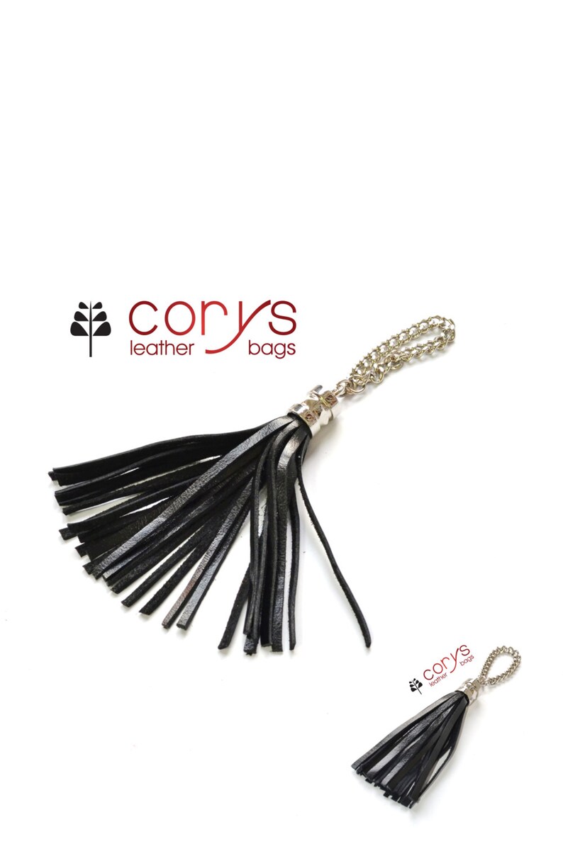 LEATHER TASSEL KEYCHAIN Black Leather Tassel Leather Bag Etsy