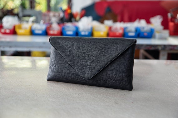 Leather Envelope Clutch, Clutch Bag, Women's Black Handbag, Envelope Purse,  Leather Studded Bag, Leather Bag, Moto Leather Bag, Moto Bag