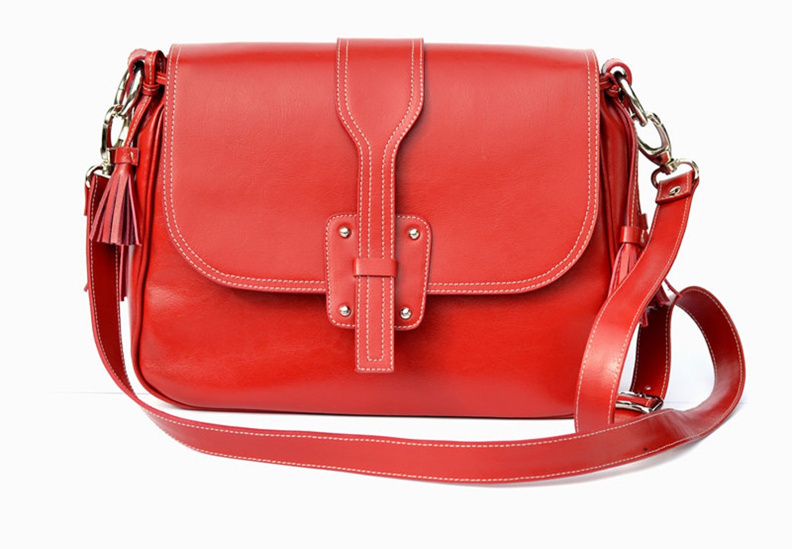LEATHER MESSENGER BAG, Red Leather Shoulder Bag, Womens Leather