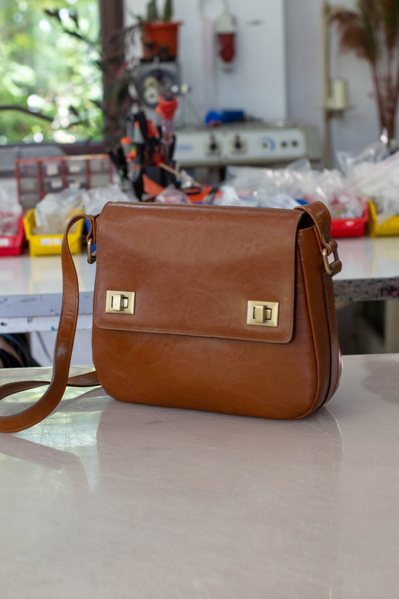 CAMEL LEATHER BAG Leather Messenger Bag Leather Crossbody Etsy