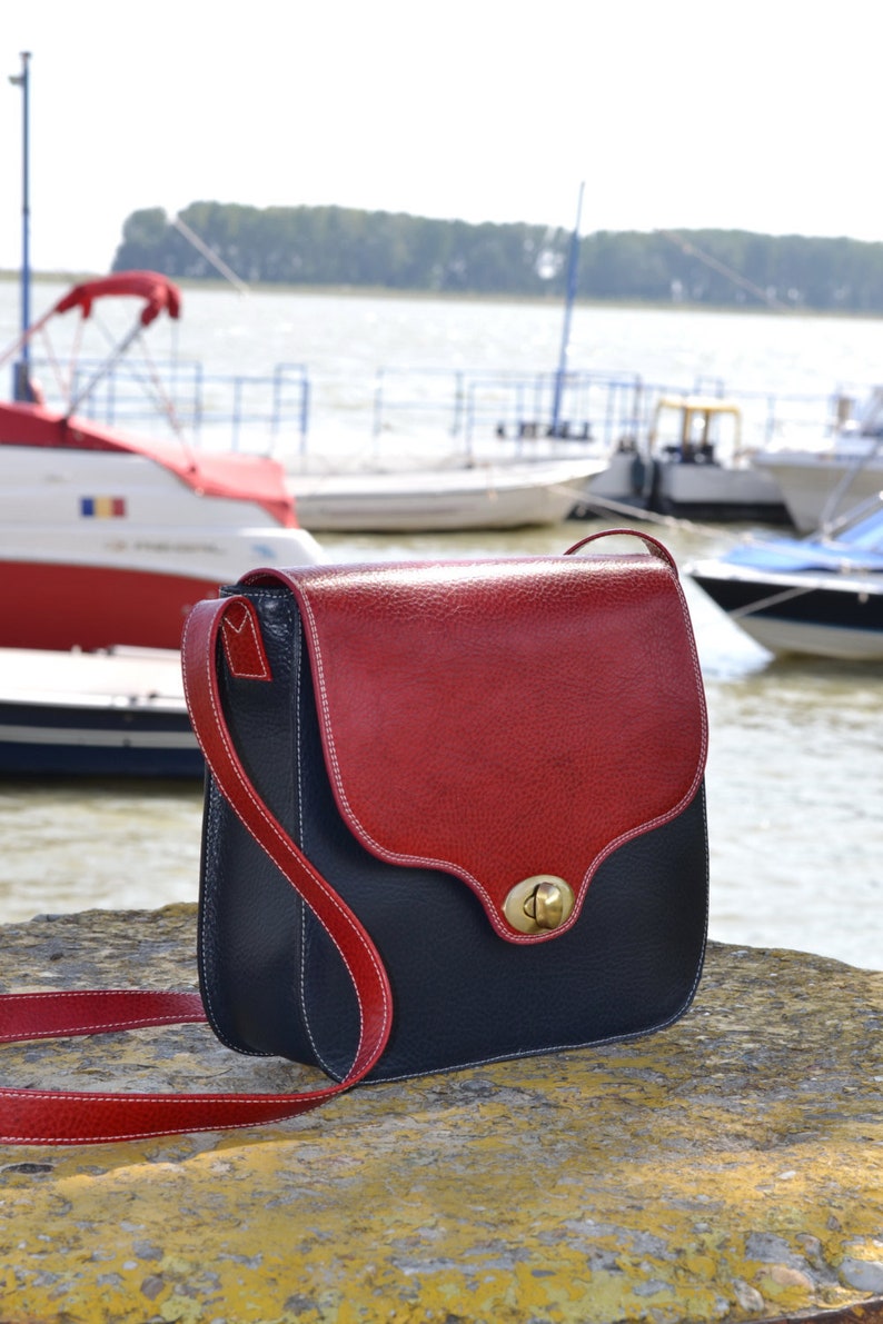 Leather Messenger Bag Blue Leather Shoulder Bag Womens Etsy