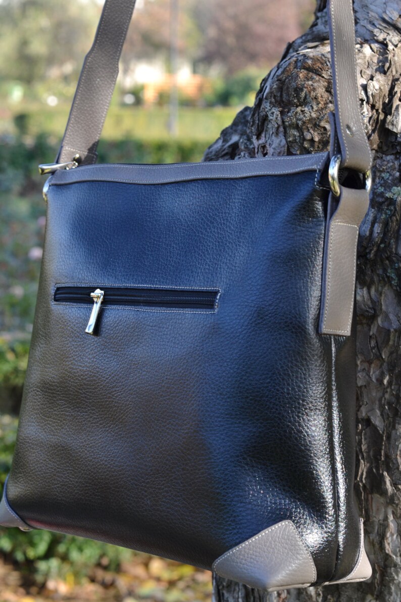 BLACKGRAY SHOULDER Bag Leather Medium Bag Pebbled Leather Etsy