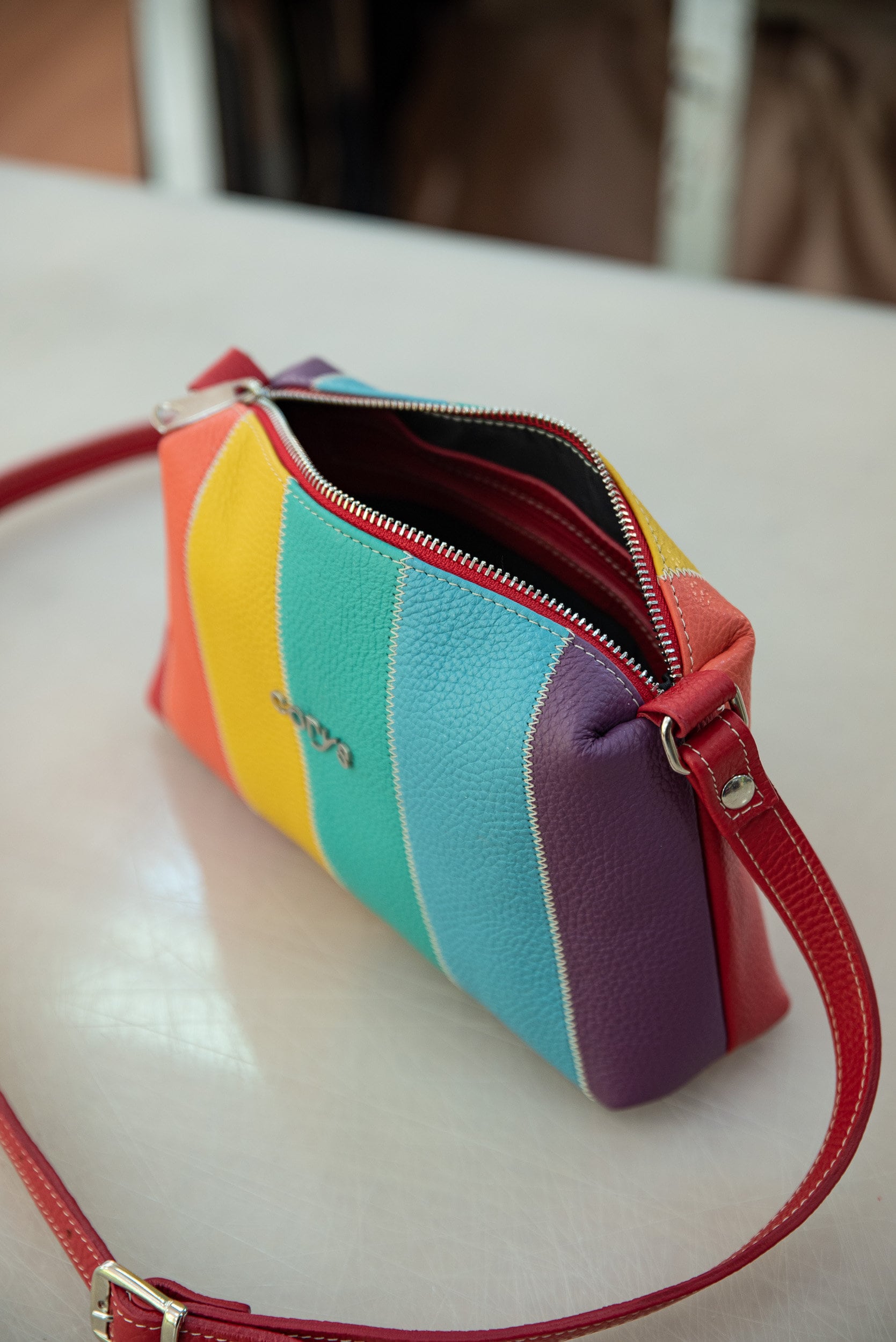 RAINBOW COUNTRY(レインボーカントリー) “Bomber Crew” Leather Shoulder Pouch  #RCL-60017MB / DARK SEAL | MIRROR BALL(ミラーボール)