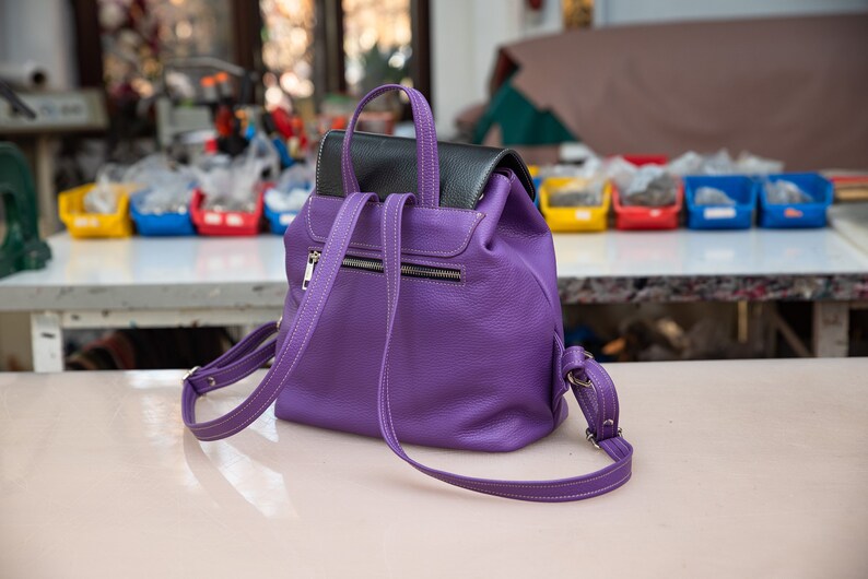 PURPLE Leather Backpack, Woman Leather Backpack, Medium Leather Backpack,Leather Backpack,Leather Backpack for Woman,Travel Leather Backpack leather backpack	backpack purse	backpack bag	custom backpack	leather bag	custom order	leather tassel bag