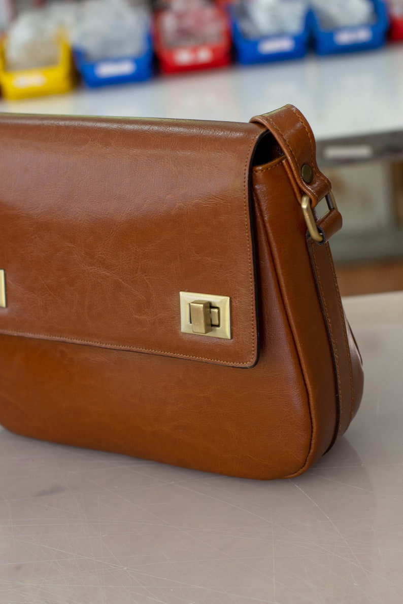 CAMEL LEATHER BAG Leather Messenger Bag Leather Crossbody Etsy