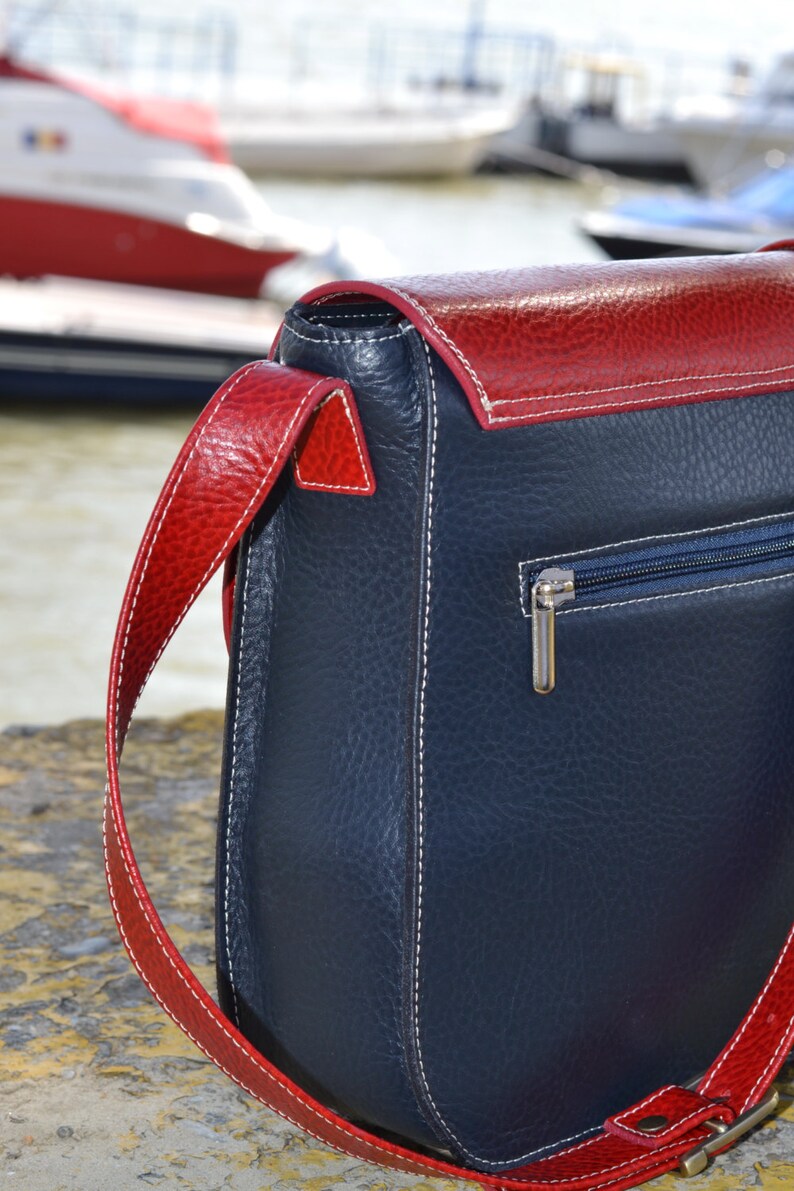 Leather Messenger Bag Blue Leather Shoulder Bag Womens Etsy