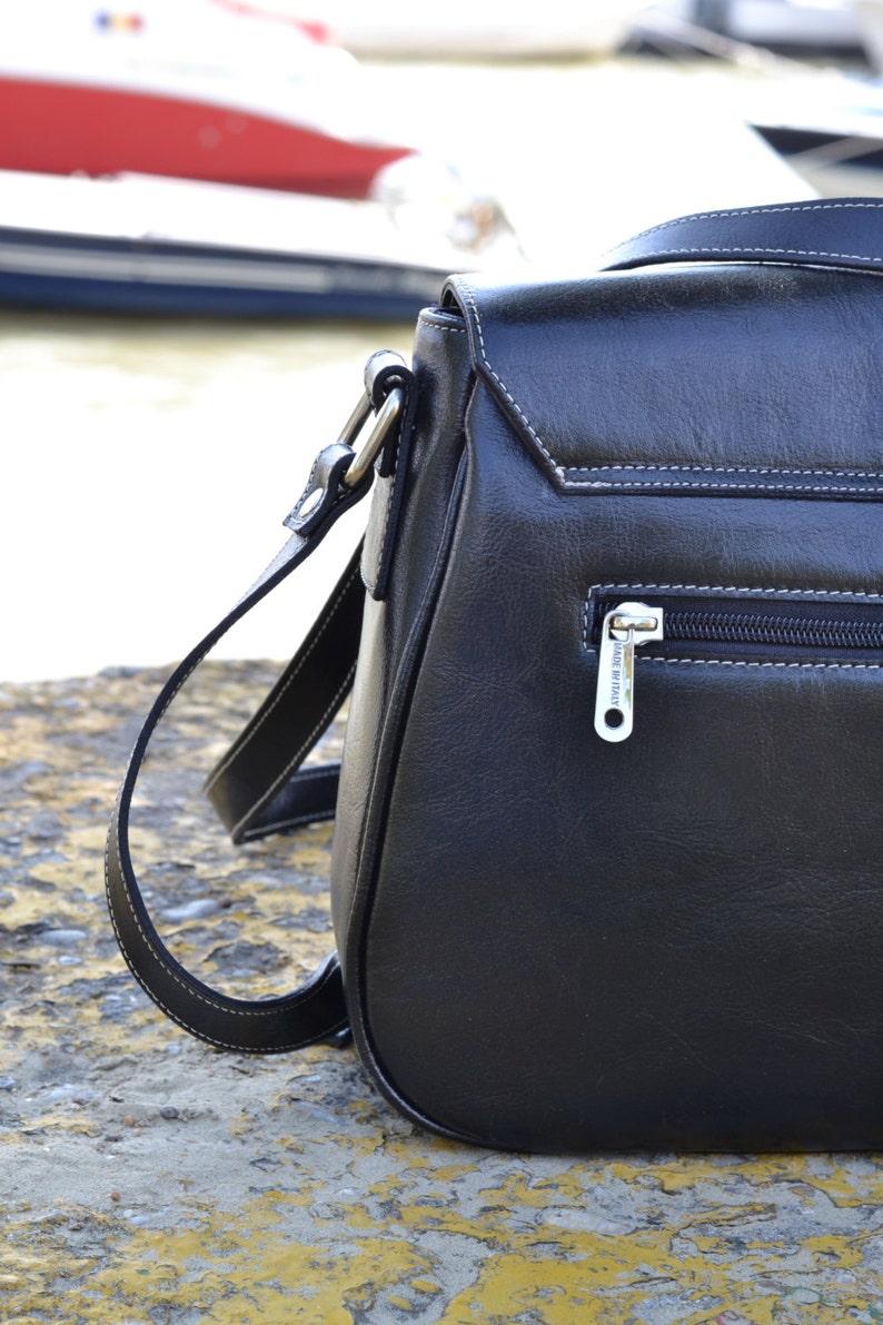 BLACK LEATHER BAG Leather Messenger Bag Leather Crossbody Etsy