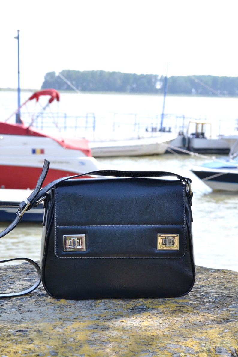 BLACK LEATHER BAG Leather Messenger Bag Leather Crossbody Etsy