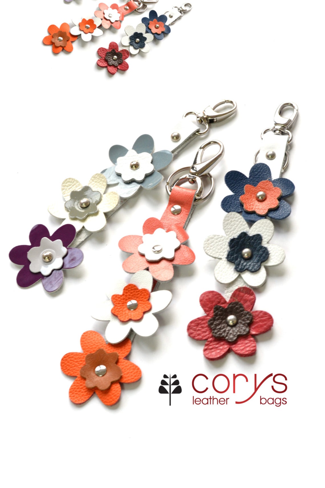 HANDMADE LEATHER FLOWERS Keyring Leather Bag Charm Handbag Etsy