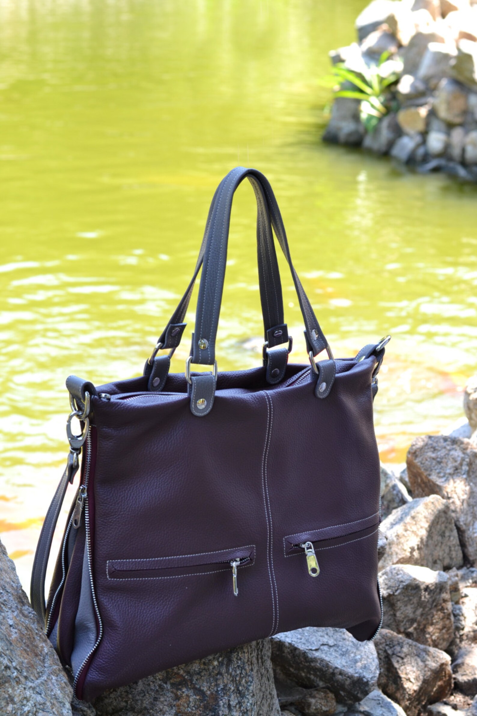 BURGUNDY LEATHER HANDBAG Leather Purse Leather Shoulder Bag Etsy