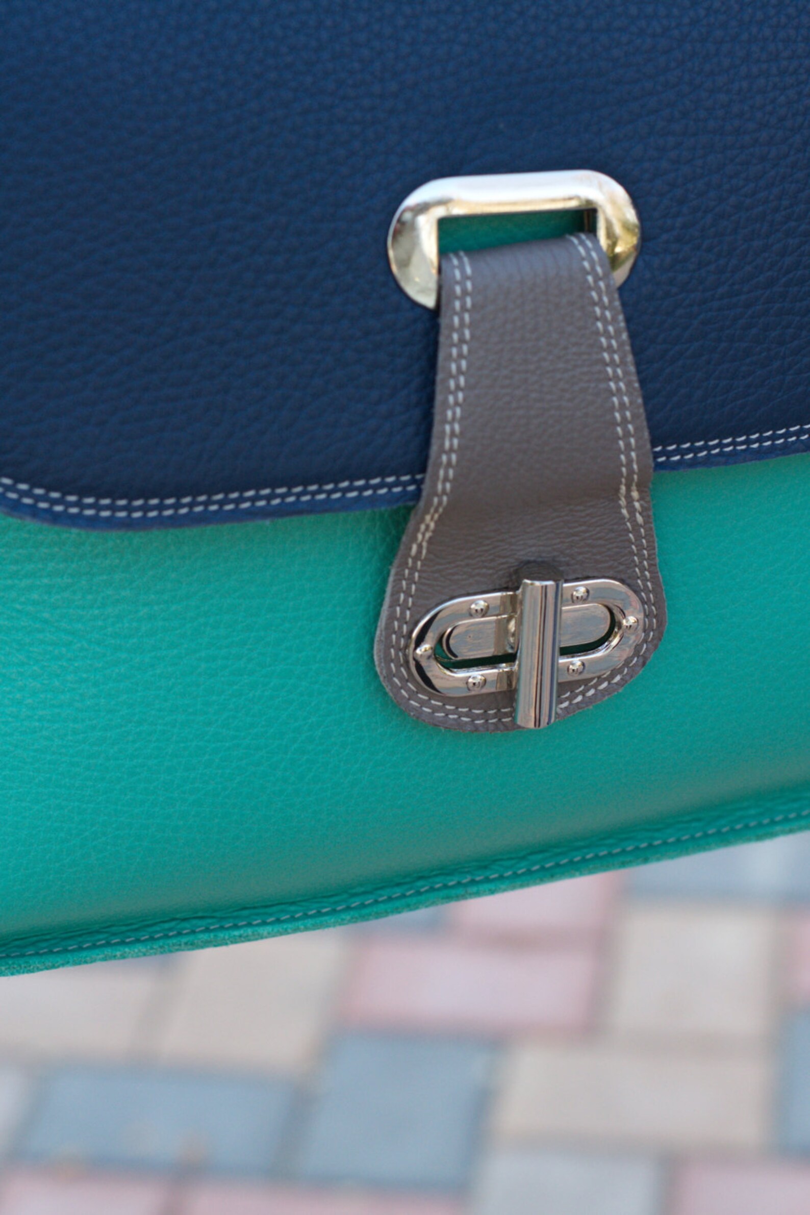 Leather Messenger Bag Blue Leather Shoulder Bag Womens Etsy