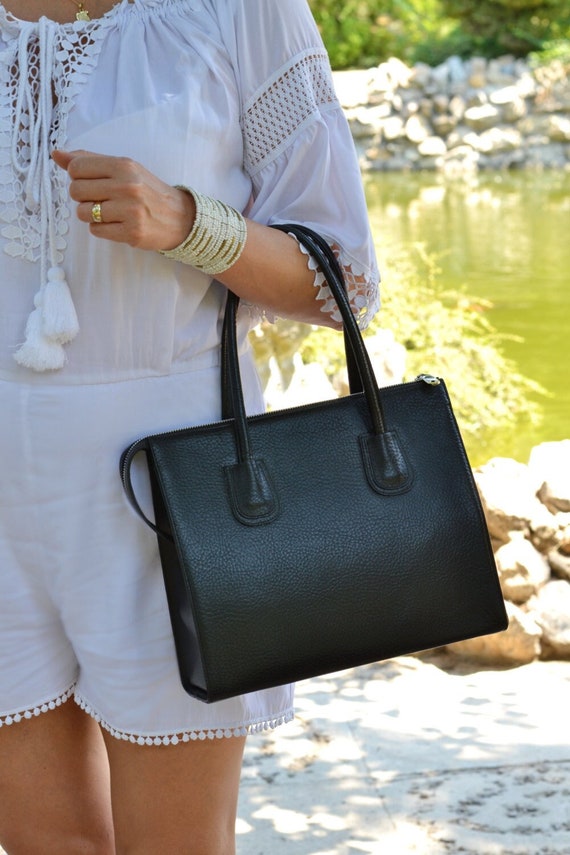 Black Medium Leather Tote