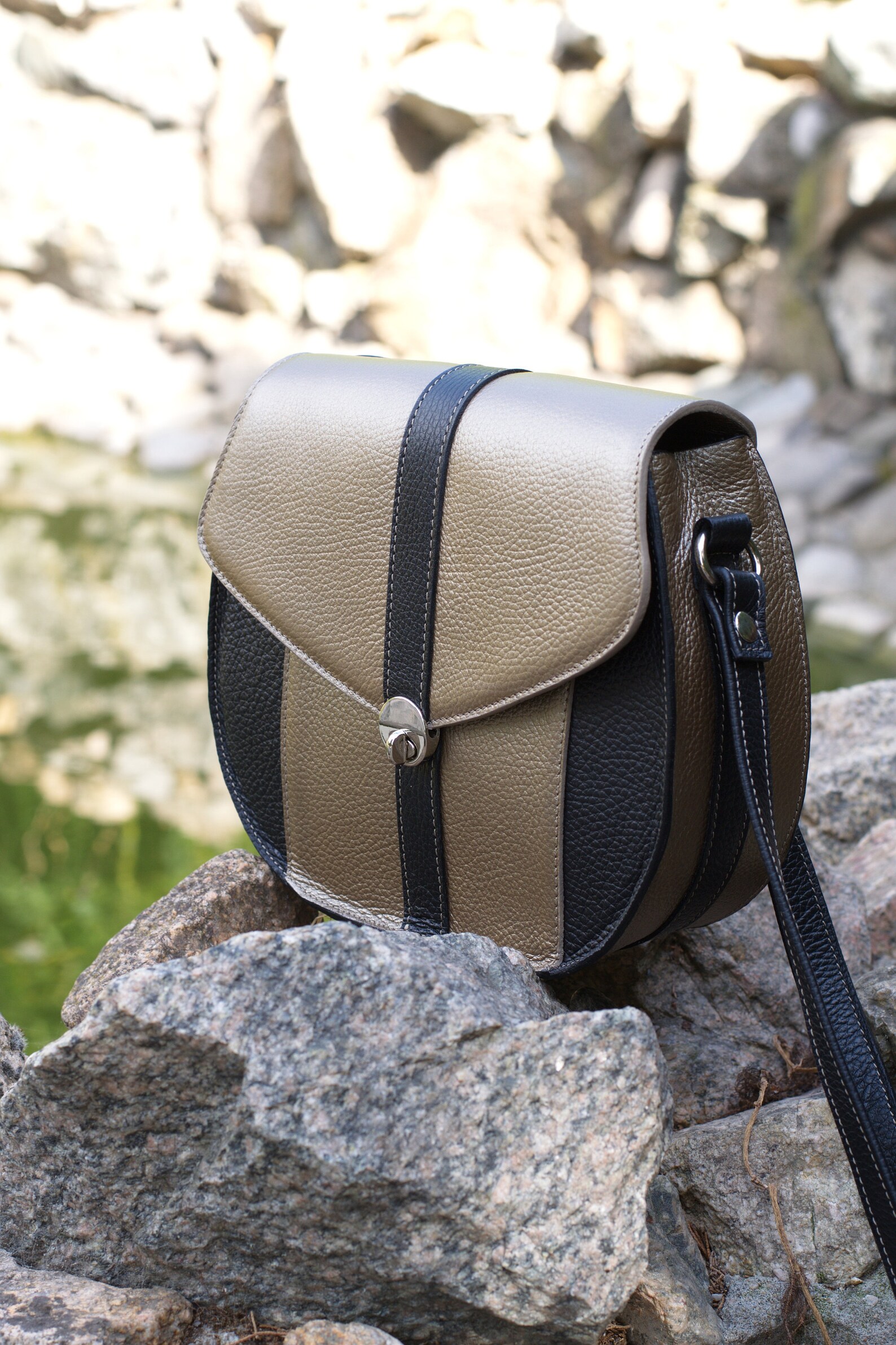 BLACK Small LEATHER BAG Mini Leather Saddle Bag Small Etsy