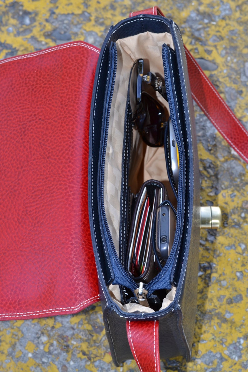 Leather Messenger Bag Blue Leather Shoulder Bag Womens Etsy