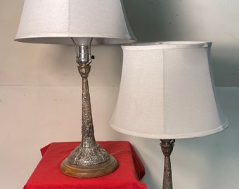 Pair of Hand Hammered Silver Lamps