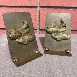 Brass Salmon Bookends