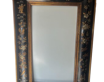 Black Chinoiserie Frame, Birds, Tiger, Floral