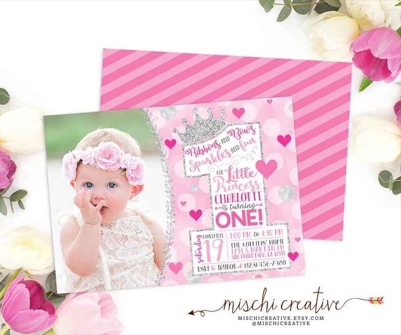 1st Birthday Princess Invitation Girls First Birthday Etsy