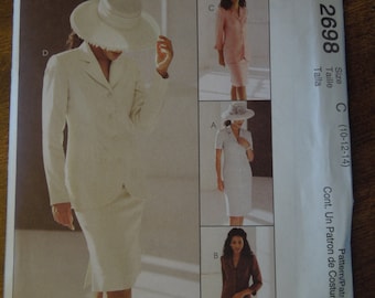 McCalls 2698, sizes 10-14, UNCUT sewing pattern, petite, dress or jacket and skirt, craft supplies, misses, womens,