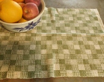 Rustic tea towel, hand woven, kitchen decor, cotton, linen, country chic