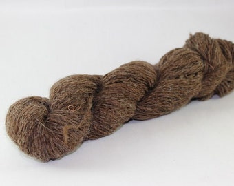 Merino, Lambswool Handspun Yarn - Chocloate Brown, Organic yarn, Fingering Weight,  2ply, natural color