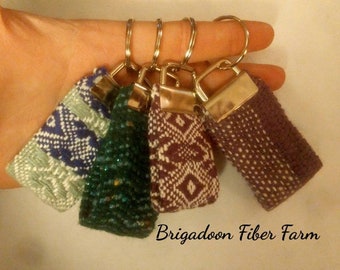Handwoven keyfob, keychain hand woven, decor, cotton, linen, wool, rustic, key