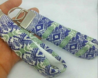 Handwoven keyfob, keychain hand woven, decor, cotton, linen, wool, rustic, key, bracelet