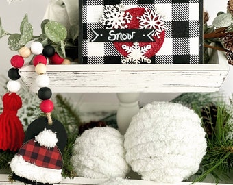 Winter Tiered Tray Decor Bundle, Snow Tiered Tray Decor, Winter Tray Decor