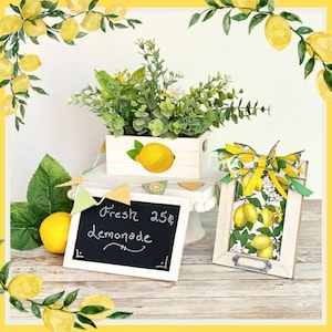 Lemon Spring Decor Bundle, Lemonade Tray Decor for Kitchen