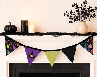 Halloween Fabric Garland, Handmade Spooky Fabric Banner