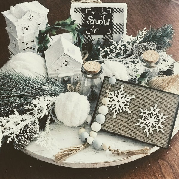 Tiered Tray Decor Winter Etsy