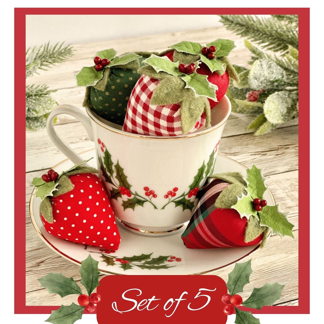 Christmas Fabric Berry Bowl Fillers Christmas Tiered Tray Etsy