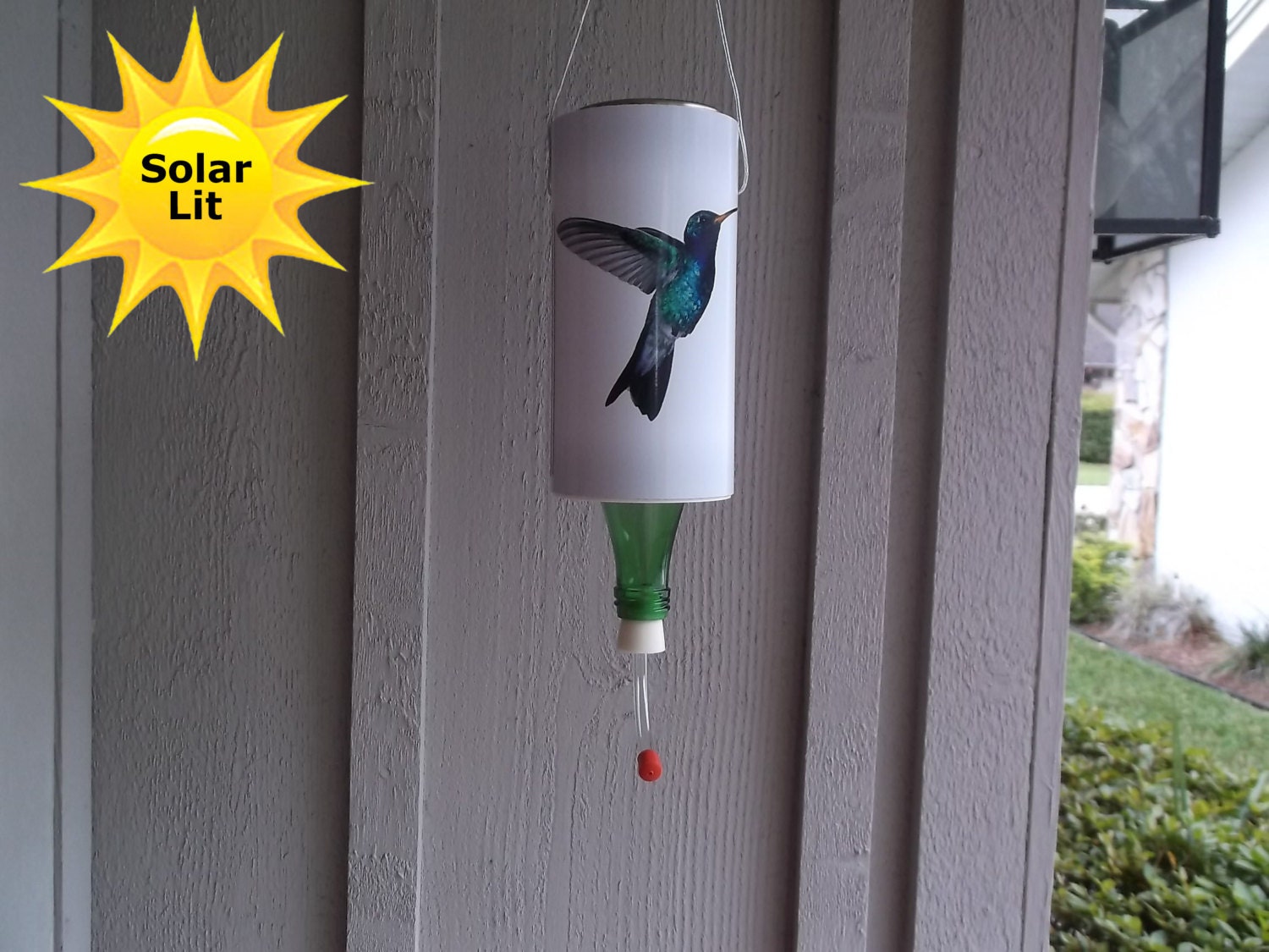 Hummingbird Feeder With Solar Light Etsy