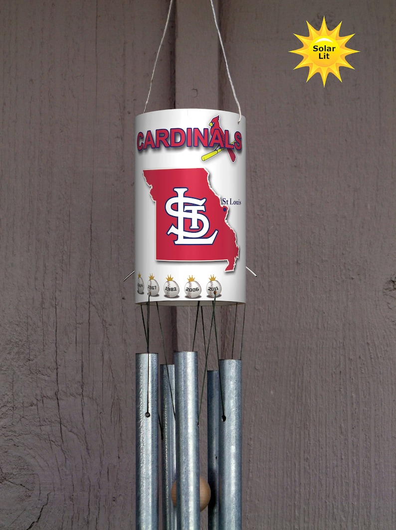 Louis Cardinals with Solar Light Wind Chimes: Sports St Custom Sports Memorabilia PVC Yard Art