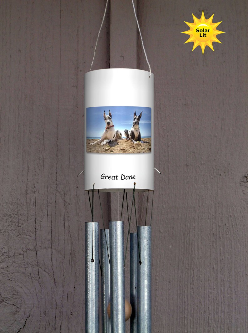 Great Dane Wind Chime With Solar Light Pvc Yard Art Custom Etsy