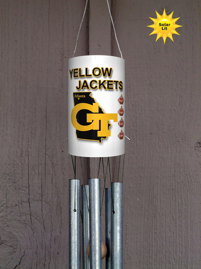 Sports Wind Chimes Georgia Tech With Solar Light Custom Sports Memorabilia Pvc Yard Art Outdoor Gardening Home Living