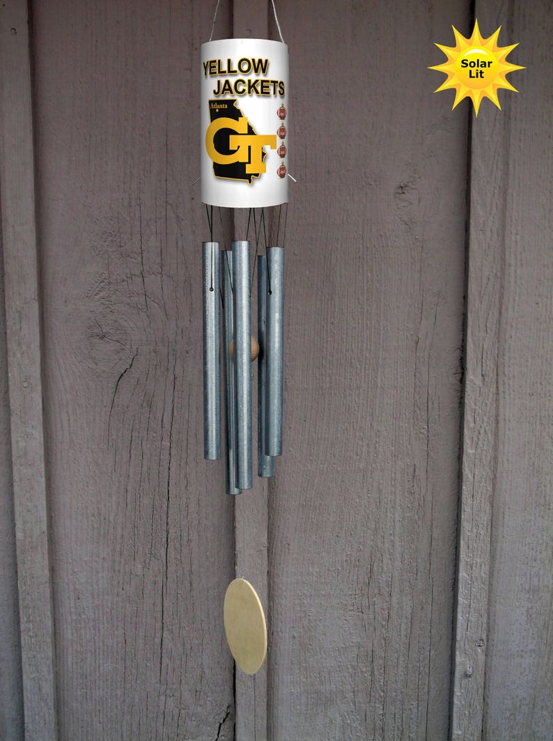 Sports Wind Chimes Georgia Tech With Solar Light Custom Sports Memorabilia Pvc Yard Art Outdoor Gardening Home Living