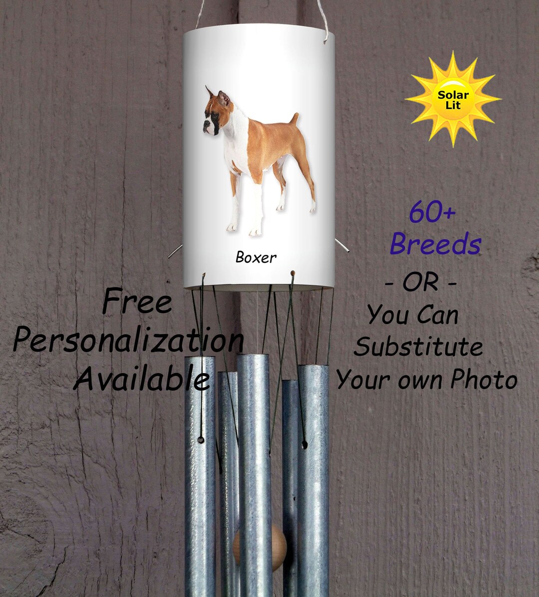 Boxer Wind Chime Custom Dog Memorial Listen to the Wind Etsy