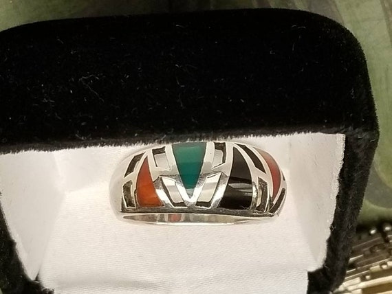 Mens ring jewelry silver ring inlayed stone
