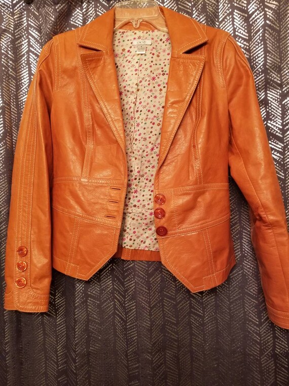 Genuine Fine Leather Jacket Ladies Size 4 Clothing Orange Genuine Fine Leather Jacket Ladies Size
